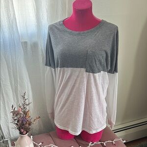PINK Long Sleeve Color Block Shirt